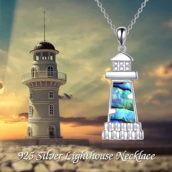 Sterling Silver Lighthouse Pendant Necklace-5