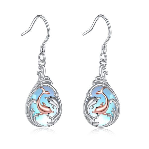 Sterling Silver Dolphin Earrings-0