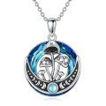 wholesale 925 Sterling Silver Blue Crystal Moon Phase Mushroom Pendant Necklace for Women-0-0