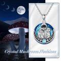 wholesale 925 Sterling Silver Blue Crystal Moon Phase Mushroom Pendant Necklace for Women-0-5