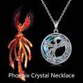 wholesale 925 Sterling Silver Blue Crystal Phoenix Dragon Round Pendant Necklace Jewelry-0-5