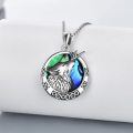 wholesale 925 Sterling Silver Round Abalone Shell Unicorn Pendant Necklace for Women-0-2