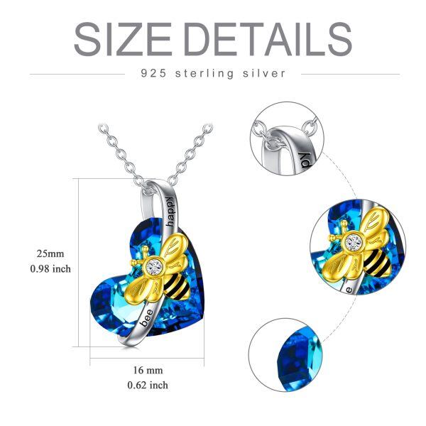 Sterling Silver Bee Heart Necklace-5