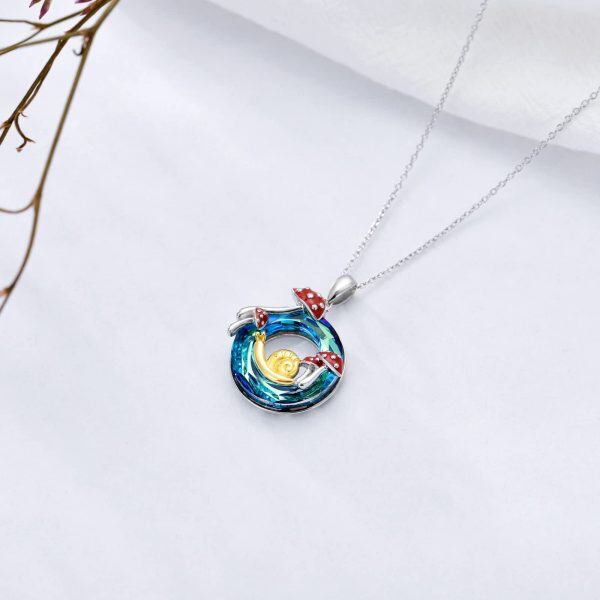 Sterling Silver Snail Mushroom Necklace-2