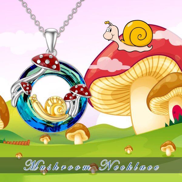 Sterling Silver Snail Mushroom Necklace-4