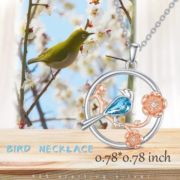 Sterling Silver Bird Flower Necklace-6