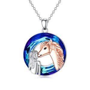 Sterling Silver Horse And Girl Pendant Necklace-0