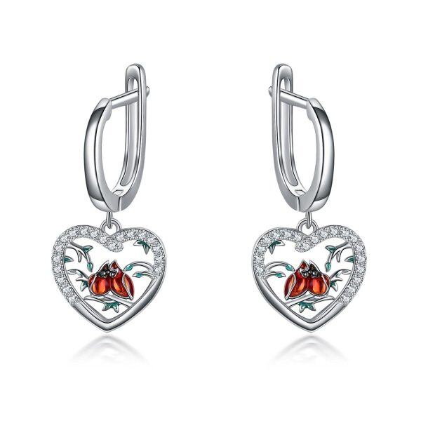 Sterling Silver Red Cardinal Earring-0