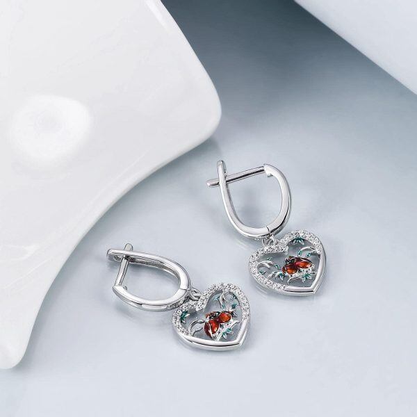 Sterling Silver Red Cardinal Earring-3