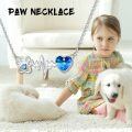 wholesale 925 Sterling Silver Blue Crystal Dog Paw & Heartbeat Pendant Necklace Gift for Women and Girls-0-4