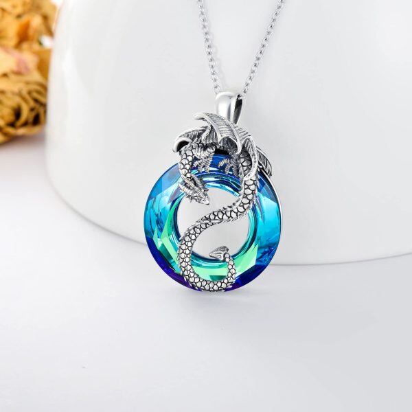 Sterling Silver Dragon Necklace-3