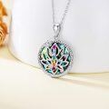 wholesale 925 Sterling Silver Abalone Shell Snake Lotus Chakra Pendant Necklace for Women-0-3