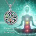 wholesale 925 Sterling Silver Abalone Shell Snake Lotus Chakra Pendant Necklace for Women-0-5