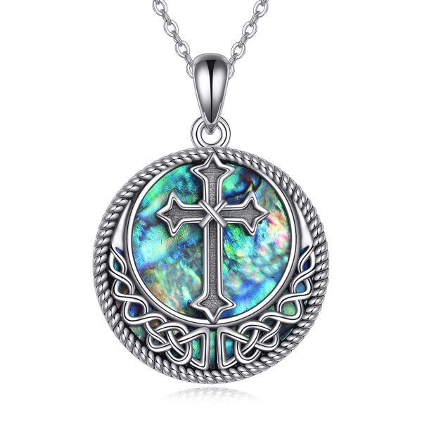 Sterling Silver Celtic Knot Cross Necklace-0