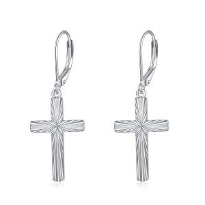 Sterling Silver Cross Earrings-0