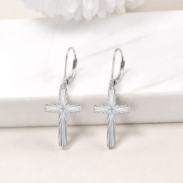 Sterling Silver Cross Earrings-1