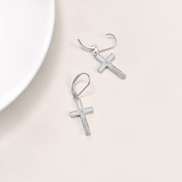 Sterling Silver Cross Earrings-3