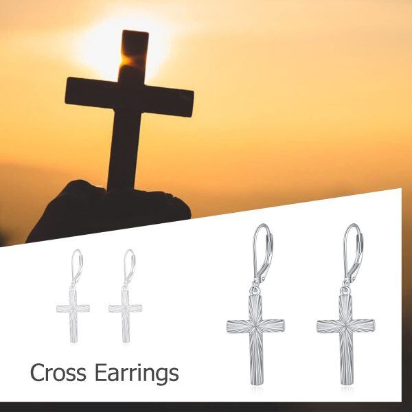 Sterling Silver Cross Earrings-5