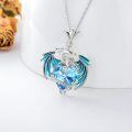 wholesale 925 Sterling Silver Blue Crystal Dragon Pendant Necklaces with Birthstones for Women Gifts-0-2