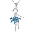 wholesale 925 Sterling Silver Blue Crystal Ballerina Pendant Necklace s for Women-0-0