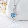 wholesale 925 Sterling Silver Blue Crystal Ballerina Pendant Necklace s for Women-0-1