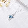 wholesale 925 Sterling Silver Blue Crystal Ballerina Pendant Necklace s for Women-0-2