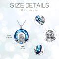 wholesale 925 Sterling Silver Blue Crystal Owl Pendant Necklace for Women-0-4