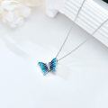 wholesale 925 Sterling Silver Blue Enamel Butterfly Pendant Necklace for Women-0-1