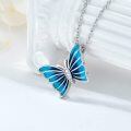 wholesale 925 Sterling Silver Blue Enamel Butterfly Pendant Necklace for Women-0-2