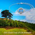 wholesale 925 Sterling Silver Blue Opal Celtic Knot Tree of Life Charm Bracelet s for Women and Girls-0-5
