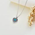 wholesale 925 Sterling Silver Turquoise Heart Pendant with Floral Design and Chain - Customizable Photo Lockets for Women-0-3