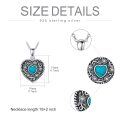 wholesale 925 Sterling Silver Turquoise Heart Pendant with Floral Design and Chain - Customizable Photo Lockets for Women-0-6