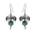 wholesale 925 Sterling Silver Green Crystal Dragon Dangle Earrings for Women-0-0