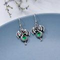 wholesale 925 Sterling Silver Green Crystal Dragon Dangle Earrings for Women-0-2