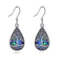 wholesale 925 Sterling Silver Teardrop Tree of Life Abalone Shell Dangle Earrings for Women-0-0