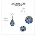 wholesale 925 Sterling Silver Teardrop Tree of Life Abalone Shell Dangle Earrings for Women-0-3