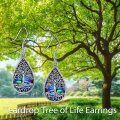 wholesale 925 Sterling Silver Teardrop Tree of Life Abalone Shell Dangle Earrings for Women-0-4