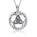 wholesale 925 Sterling Silver Triquetra Rune Necklace - Norse Viking Celtics Pagan Wiccan Jewelry Pendant for Women and Men-0-0