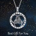wholesale 925 Sterling Silver Triquetra Rune Necklace - Norse Viking Celtics Pagan Wiccan Jewelry Pendant for Women and Men-0-4