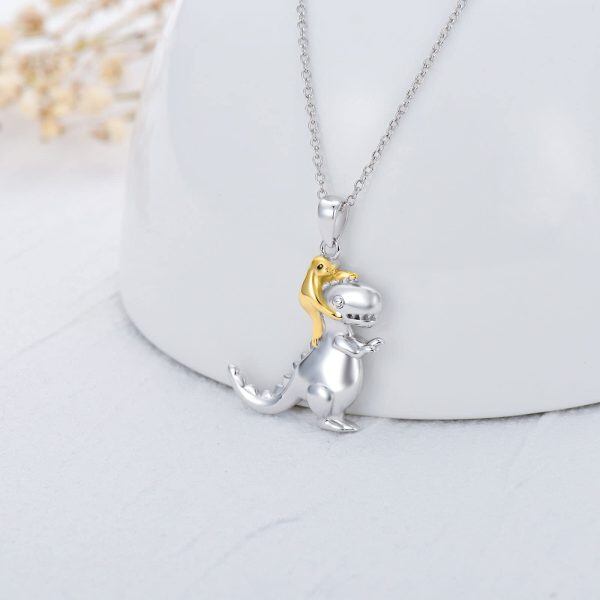 Sterling Silver Dinosaur Sloth Necklace-1