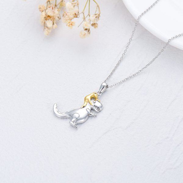 Sterling Silver Dinosaur Sloth Necklace-2