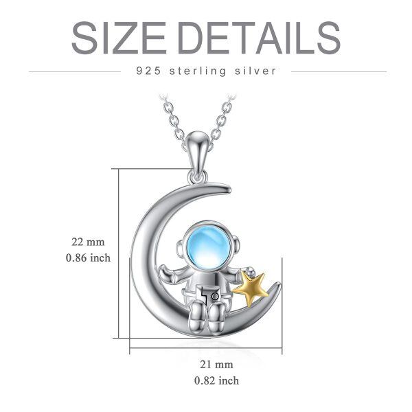 Sterling Silver Astronaut Moon Necklace-5