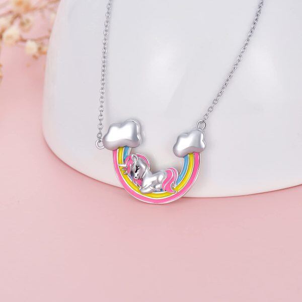 Sterling Silver Unicorn Rainbow Necklace-2