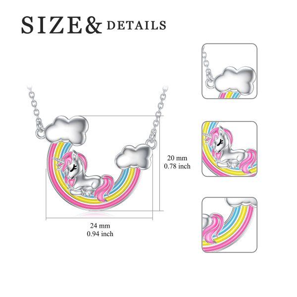 Sterling Silver Unicorn Rainbow Necklace-5