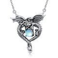 wholesale 925 Sterling Silver Dragon Moonstone Heart Pendant Necklace for Women-0-0