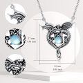 wholesale 925 Sterling Silver Dragon Moonstone Heart Pendant Necklace for Women-0-2
