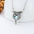 wholesale 925 Sterling Silver Dragon Moonstone Heart Pendant Necklace for Women-0-3