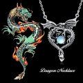 wholesale 925 Sterling Silver Dragon Moonstone Heart Pendant Necklace for Women-0-5