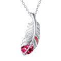 wholesale 925 Sterling Silver Purple Crystal Feather Pendant Necklace s for Women-0-6