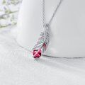 wholesale 925 Sterling Silver Purple Crystal Feather Pendant Necklace s for Women-0-7